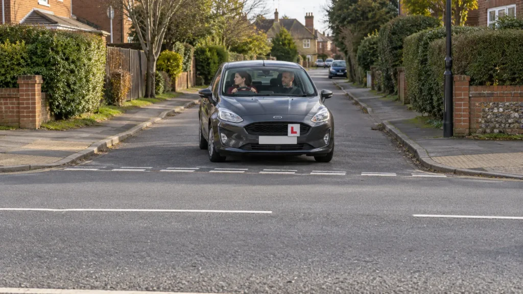 Learner driver waiting to emerge at a T-junction