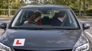 Learner driver reverse bay parking with an instructor